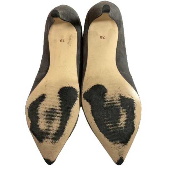 Talbots sz 7 Shadow Grey 'Diane 2' Pumps Metallic Pointed Toe Cap, Kitten Heel - Picture 9 of 10